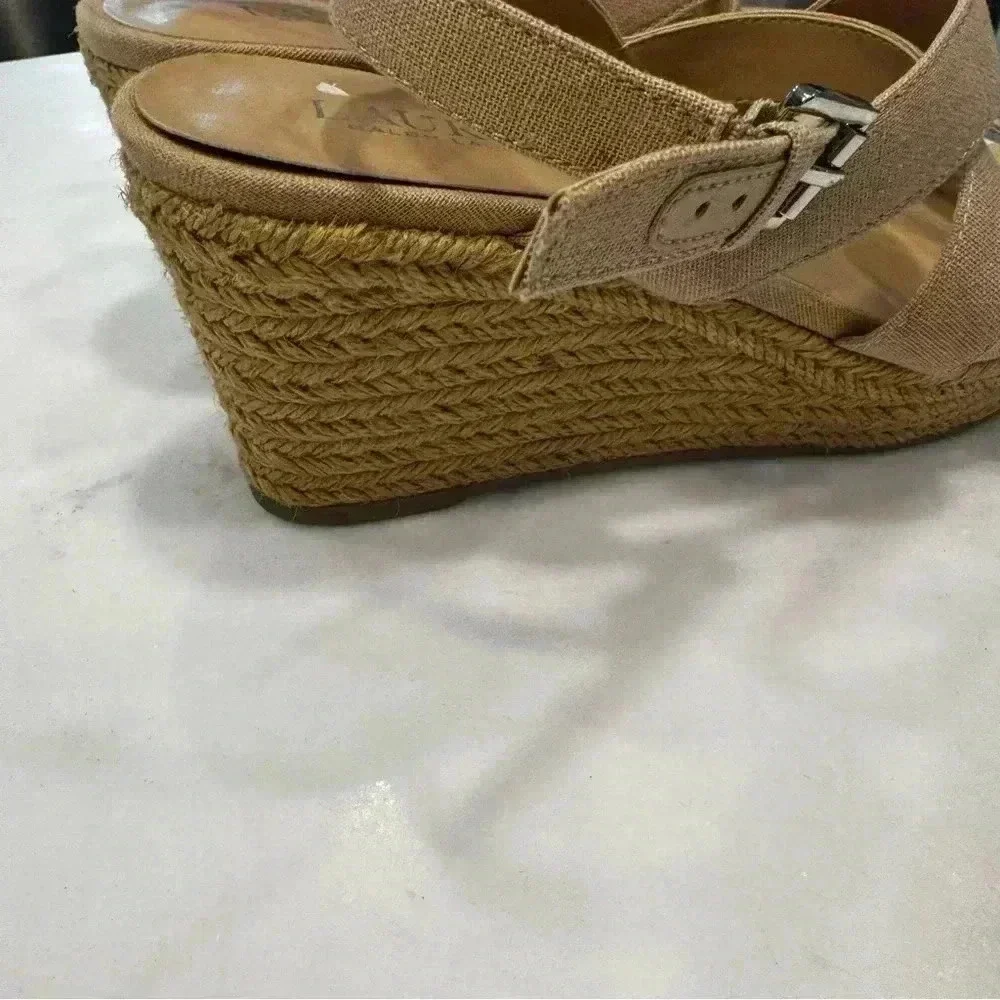 Lauren Ralph Lauren Katerina Espadrille Wedge Sandals Ivory Size 8